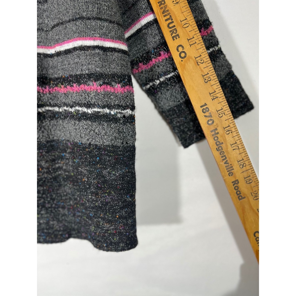 Alfred Dunner Wool Blend Cardigan Sweater Knit Striped Pink Women Gray/Pink Sz L - Picture 6 of 8